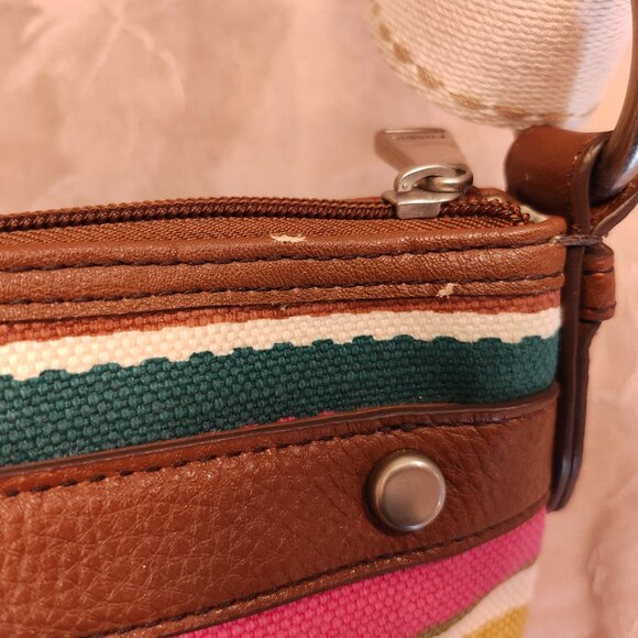 Fossil Multicolor Striped Canvas Crossbody Purse, Excellent Used Condition! - Picture 11 of 13